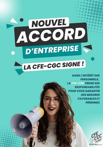 ACCORD D'ENTREPRISE : LA CFE-CGC signera l'accord